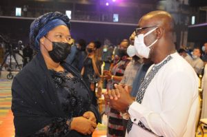Hon Lucky Aiyedatiwa with TB Joshua's wife, Evelyn
