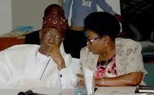 Lai Mohammed with Deaconess Grace Isu Gekpe