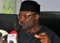 INEC National Chairman, Mahamood Yakubu addressing journalists on voter register