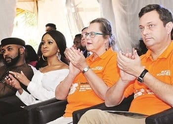 From left, a Nigerian Musician, Bankole Wellington; his wife, Adesuwa; Swedish Ambassador to Nigeria, Amb. Inger Ultvedt; and Head of European Union (EU) delegation to Nigeria and ECOWAS, Amb. Ketil Karlsen, during the 16 Days of Activism against Gender Based Violence in Abuja on Monday.