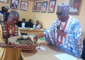 Wale Ojo-Lanre with Elekole of Ikole, Oba Adewumi Ajibade
