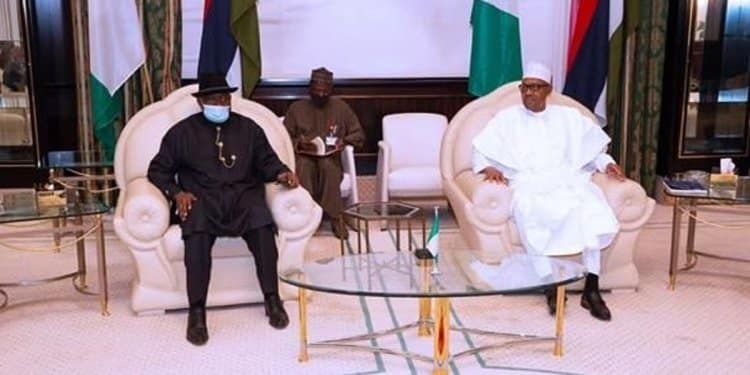 Goodluck Jonathan with Muhammadu Buhari