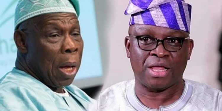 Olusegun Obasanjo with Ayodele Fayose