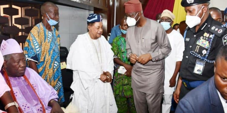 Oyo State Governor Makinde with Alaafin and Olubadan