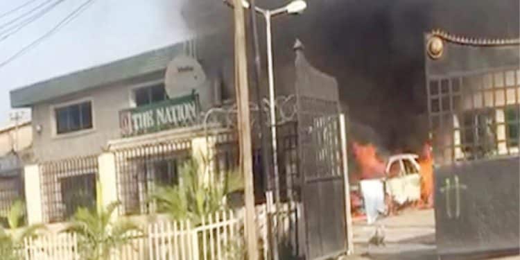 The burnt Nation newspaper building