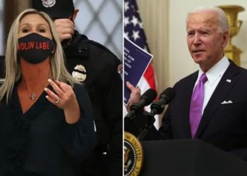 Marjorie Taylor Greene with Joe Biden