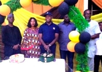 The General Officer Commanding (GOC) 2 Division Nigerian Army Maj. Gen. Gold Chibuisi over the weekend cutting tape with his wife to commission the expanded hole9 at Tiger Golf Club as part of activities marking his birthday.