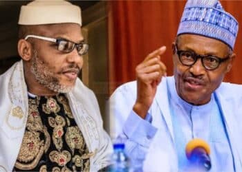 IPOB Leader, Nnamdi Kan with Muhammadu Buhari