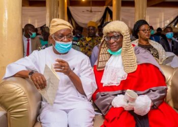 Oyo Deputy Governor, Rauf Olaniyan with the state's Chief Judge, Justice Munta Abimbola.
