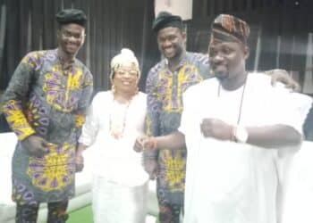 Amb Kehinde Oguntoye, Princess Dr. Toyin Kolade, Amb. Taiwo OGUNTOYE and Com. Moses Olafare , Ooni of Ife Director of Media and Public Affairs