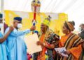 Dapo Abiodun presents staff of office to Orimolusi of Ijebu Igbo, Oba Lawrence Jaiyeoba Adebajo