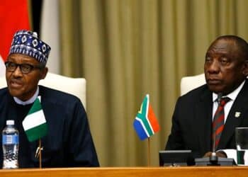 Nigeria President Buhari with South African President Cyril Ramaphosa