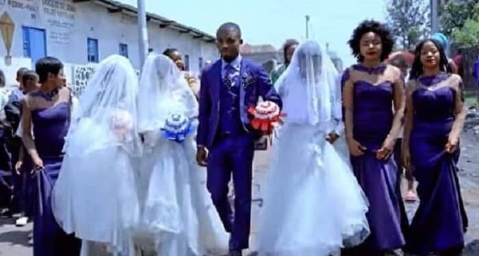Congolese man marries triplets