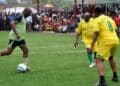 former nigerian president olusegun Obasanjo playing football
