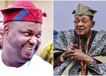 Prince Akeem Adeyemi with late Alaafin of Oyo