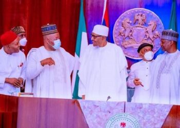 Akpabio with Buhari and Other Ministers