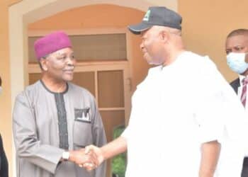 General Yakubu Gowon with Godswill Akpabio
