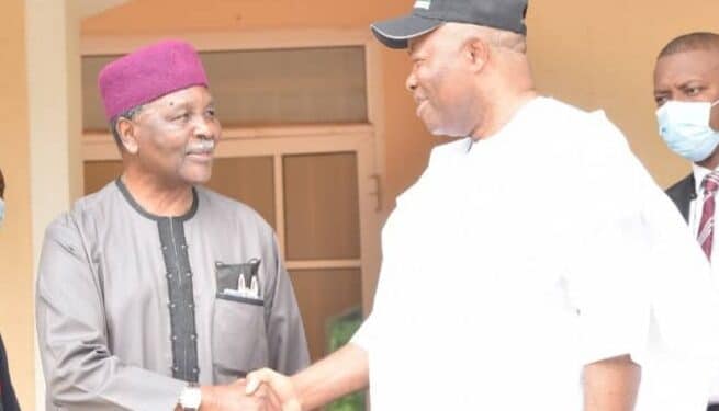 General Yakubu Gowon with Godswill Akpabio