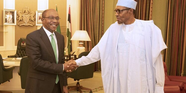 Muhammadu Buhari with Godwin Emefiele