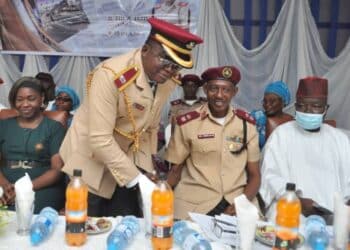 Samson Dairo welcoming representative of FRSC Boss