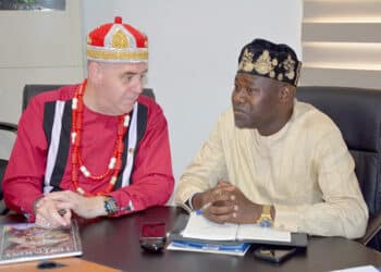 Ambassador, Dr Kristiaan Van Den Vyver with Hon Akeem Ademola Ige