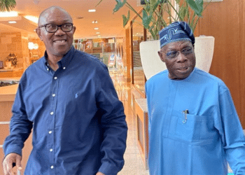 Olusegun Obasanjo with Peter Obi