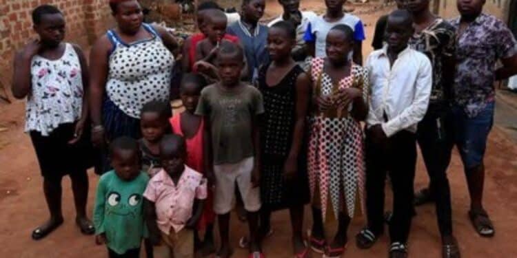 Nabatanzi (red hair) and some of her children.