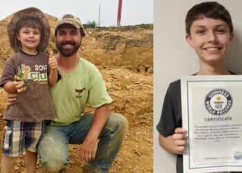 Wylie Brys finds bones of dinosaur