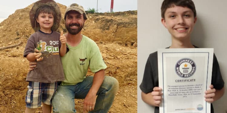 Wylie Brys finds bones of dinosaur