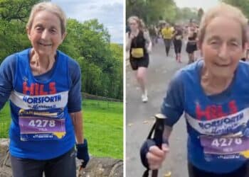 Old woman completes marathon