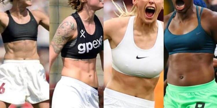 Five Female Footballers Remove Jersey