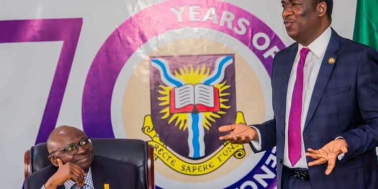 Lagos State Deputy Governor, Dr Kadri Obafemi Hamzat with University of Ibadan, UI Prof Kayode O. Adebowale