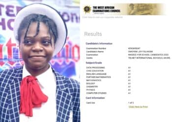 Omoyeni Joy Folakemi 2023 WAEC Results