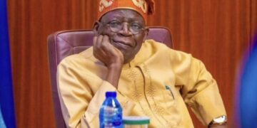 Bola Ahmed Tinubu addressing a political coalition meeting in Nigeria