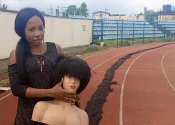 Helen making the longest wig