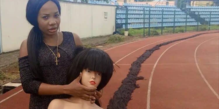 Helen making the longest wig