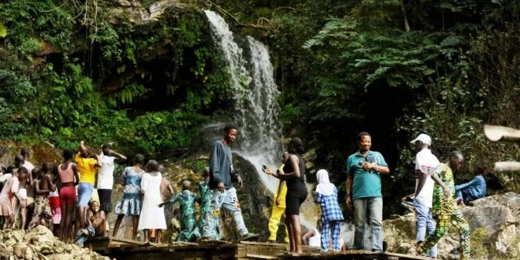 Picnickers at Arita Waterfalls