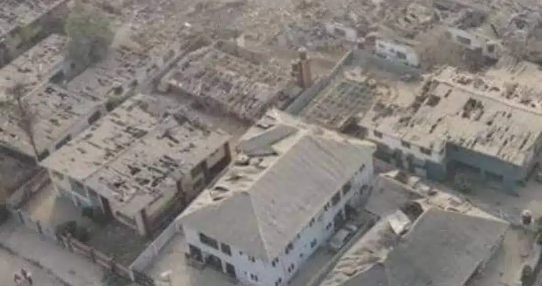 Drone footage showing the impacted area of the Ibadan explosion.