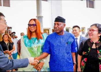 Ekiti State Governor, Biodun Oyebanji with the Chinese Consular-General, HE Yan Yuqing, during her visit to the state and Arinta Waterfall