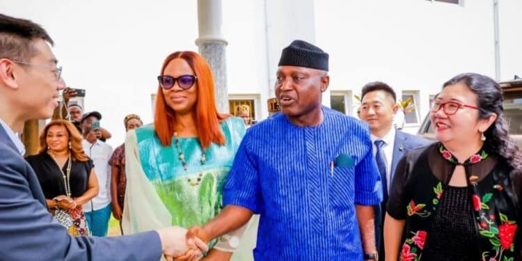 Ekiti State Governor, Biodun Oyebanji with the Chinese Consular-General, HE Yan Yuqing, during her visit to the state and Arinta Waterfall