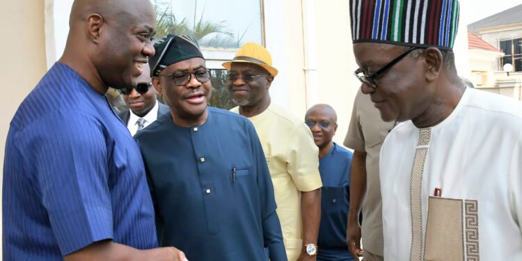 Nyesom Wike leads G-5 Political Heavyweights on condolence Visit to Seyi Makinde