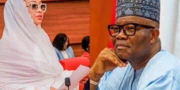 Senator Natasha Akpoti-Uduaghan with Senator Godswill Akpabio