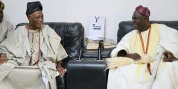 Olubadan-designate Oba Rasidi Ladoja with Olugbon