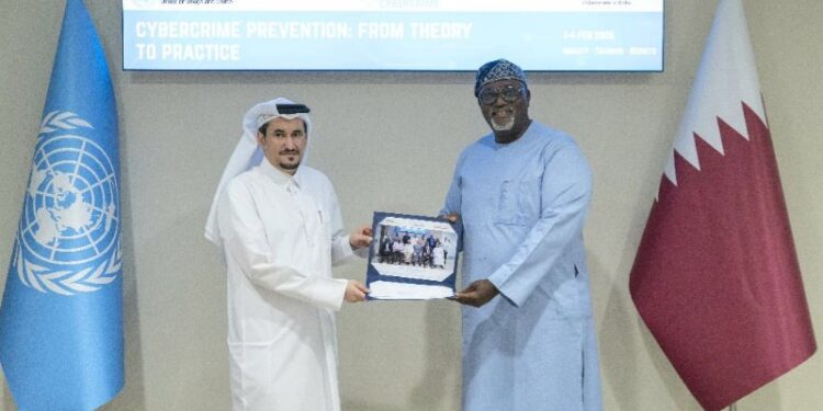 Adedeji Dhikrullahi Stanley Olajide discussing Cybersecuriy in Qatar