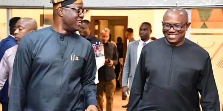 Seyi Makinde with Peter Obi