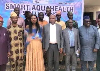 Prof. Idowu Olayinka and Prof. Olanike Adeyemo at the official launch of E-AquaHealth, a digital aquaculture ecosystem in Ibadan, Nigeria