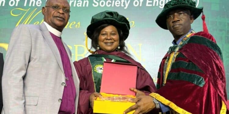 Engineer Catherine Aladekugbe at the Nigerian Institution of Civil Engineers investiture ceremony.