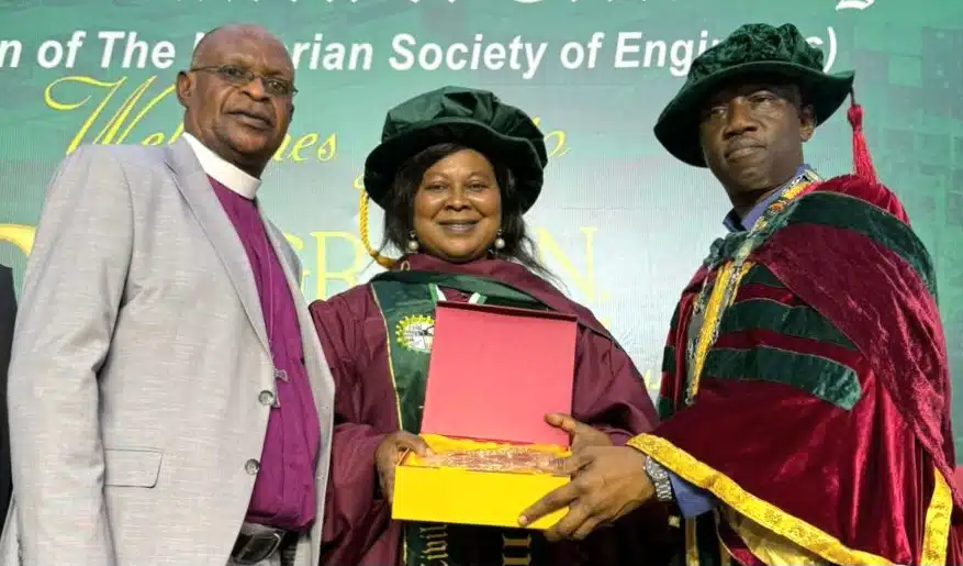 Engineer Catherine Aladekugbe at the Nigerian Institution of Civil Engineers investiture ceremony.