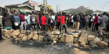 Security personnel patrolling Jos North following the Jos Palm Sunday attack.
