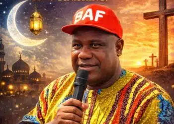 Senator Abdulfatai Omotayo Buhari delivering an official goodwill message